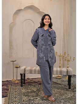 Juniper - Women Grey Embroidered Sequined Co-Ord Set
