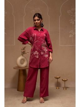 Juniper - Women Rose Pink Embroidered Sequined Co-Ord Set