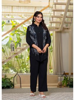 Juniper - Women Black Embroidered Sequined Co-Ord Set