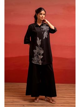 Juniper - Women Black Embroidered Thread Work Co-Ord Set