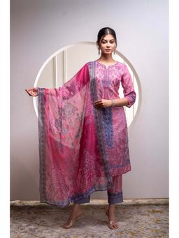 Juniper - Women Pink Floral Printed Kurta with Pant and Dupatta