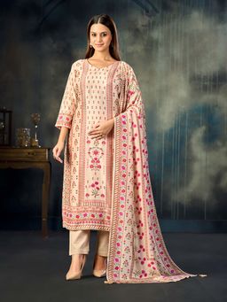 Seerat - Women Cream Floral Sequined Kurta with Pant and Dupatta
