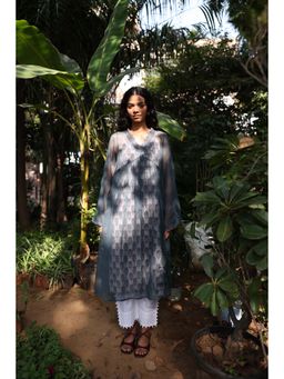 Anuvas - Women Grey Floral Printed Kurta with Pant