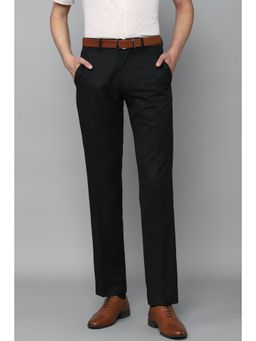 Louis Philippe - Men Black Regular Fit Solid Flat Front Formal Trousers