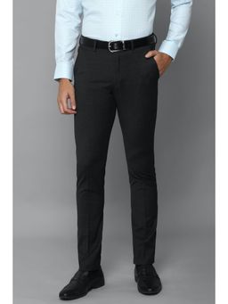 Louis Philippe - Men Grey Super Slim Fit Textured Flat Front Formal Trousers