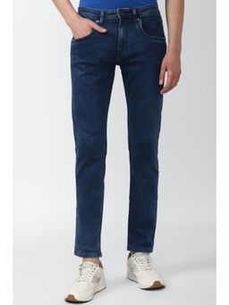 Van Heusen - Men Navy Mid Wash Skinny Fit Jeans