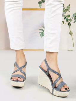 Iconics - Blue Textured Women Wedge