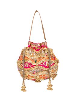 5 Elements by Radhika Gupta - Small Orange Evander Potli Bag