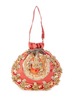 5 Elements by Radhika Gupta - Small Peach Gotta Potli Bag