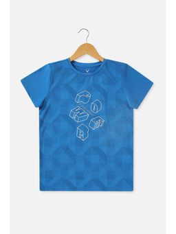 Allen Solly - Boys Blue Regular Fit Graphic Print Crew Neck T-Shirt