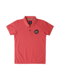 Allen Solly - Boys Red Regular Fit Solid Polo Neck T-Shirt