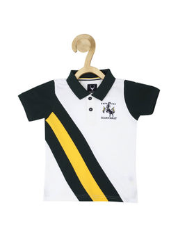 Allen Solly - Boys White Regular Fit Colorblock Polo Neck T-Shirt