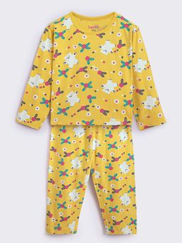 Hopscotch - Unisex Mustard Animal Print Top and Pajama Set