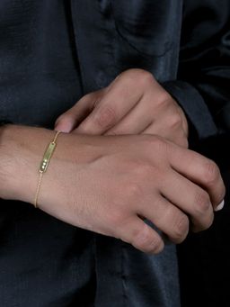 Ornate Jewels - 925 Sterling Silver Gold Plated American Diamond Rakhi Bracelet for Brother