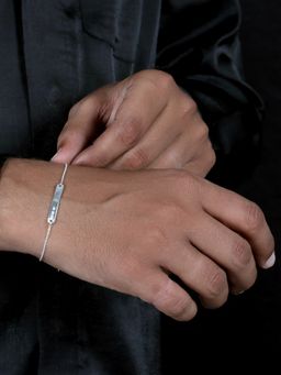 Ornate Jewels - 925 Sterling Silver American Diamond Rakhi Bracelet for Brother