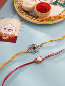 VIRAASI - Set of 2 Rakhi for Brother with Roli Chawal & Card