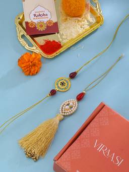 VIRAASI - Bhaiya Bhabhi Rakhi Set of 2 With Roli Chawal & Card