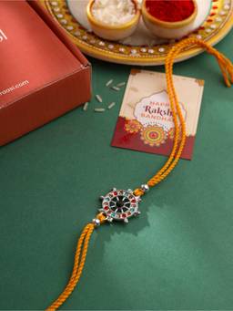 VIRAASI - Ship Wheel Motif Rakhi for Brother With Roli Chawal & Card