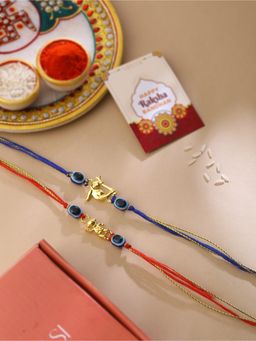 VIRAASI - Astronaut and Monkey with Evil Eye Rakhi for Kids with Roli Chawal & Card