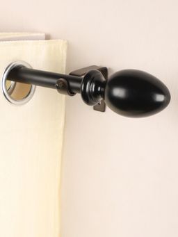 The Decor Mart - 84"-144" Regalia Wooden Finial Extendable Curtain Rod Black 19Mm (Hardware Included)