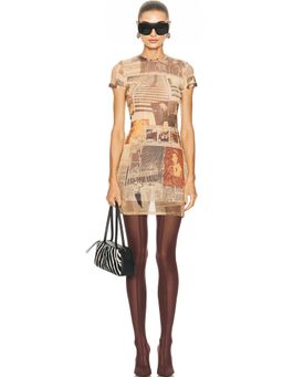 Jean Paul Gaultier - Mesh Printed Journal Short Dress
