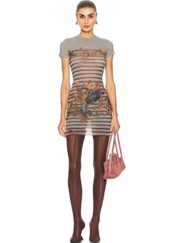 Jean Paul Gaultier - Mesh Printed Marini&eacute;re Grape Short Dress
