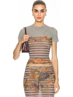 Jean Paul Gaultier - Mesh Printed Mariniére Grape Baby Tee