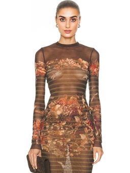 Jean Paul Gaultier - Mesh Printed Marini&eacute;re Grape Long Sleeve Tee