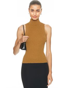 LESET - Blake Rib Sleeveless Turtleneck Sweater