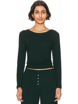 LESET - Pointelle Slim Fit Long Sleeve Top