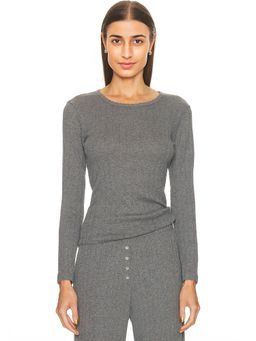LESET - Pointelle Slim Fit Long Sleeve Top
