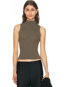 LESET - Blake Rib Sleeveless Turtleneck Top