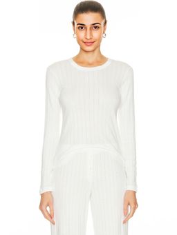 LESET - Pointelle Slim Fit Long Sleeve Top