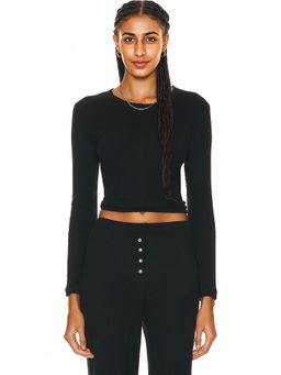 LESET - Pointelle Slim Fit Long Sleeve Top