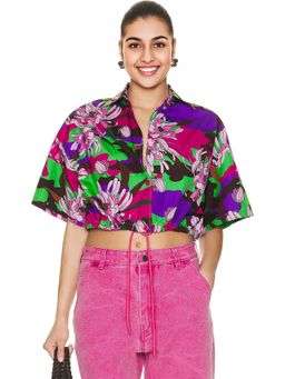 Moncler - Floral Cropped Short Sleeve Shirt