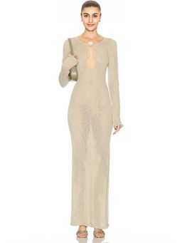 Mirror Palais - Rose Pointelle Knit Dress in Grey Brown