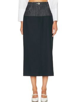 Matthew Bruch - Denim Combo Midi Skirt