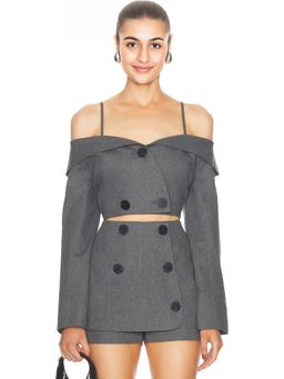 Matthew Bruch - Off Shoulder Double Breasted Top