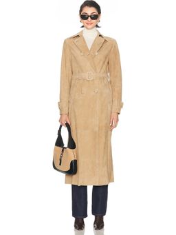 NOUR HAMMOUR - Tate Tailored Suede Trench Coat