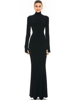 Norma Kamali - Long Sleeve Turtle Fishtail Gown