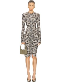 Norma Kamali - Long Sleeve V Neck Shirred Front Dress