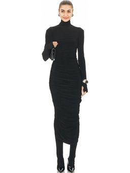 Norma Kamali - Long Sleeve Turtleneck Strapless Diana Gown