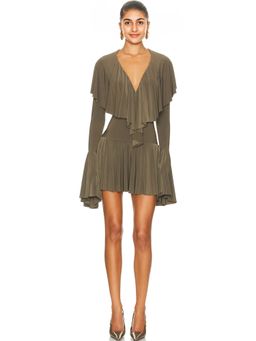 Norma Kamali - for FWRD Long Sleeve Deep V RuffleDress