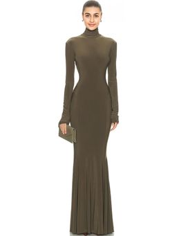 Norma Kamali - for FWRD Long Sleeve Turtleneck Fishtail Gown