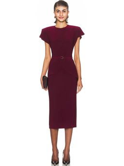 Norma Kamali - Cap Sleeve Shoulder Pad Peplum Midcalf Dress