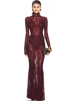 Norma Kamali - Long Sleeve Turtleneck Fishtail Gown
