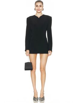 Norma Kamali - Long Sleeve Shoulder Pad V Neck Zip Front Jacket