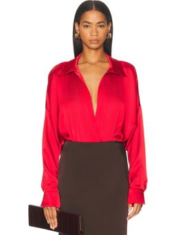 Norma Kamali - Super Oversized Boyfriend Shirt Bodysuit
