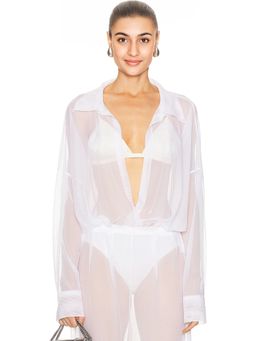 Norma Kamali - Super Oversized Boyfriend Shirt Bodysuit