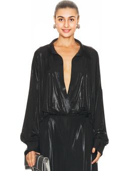Norma Kamali - Super Oversized Boyfriend Shirt Bodysuit